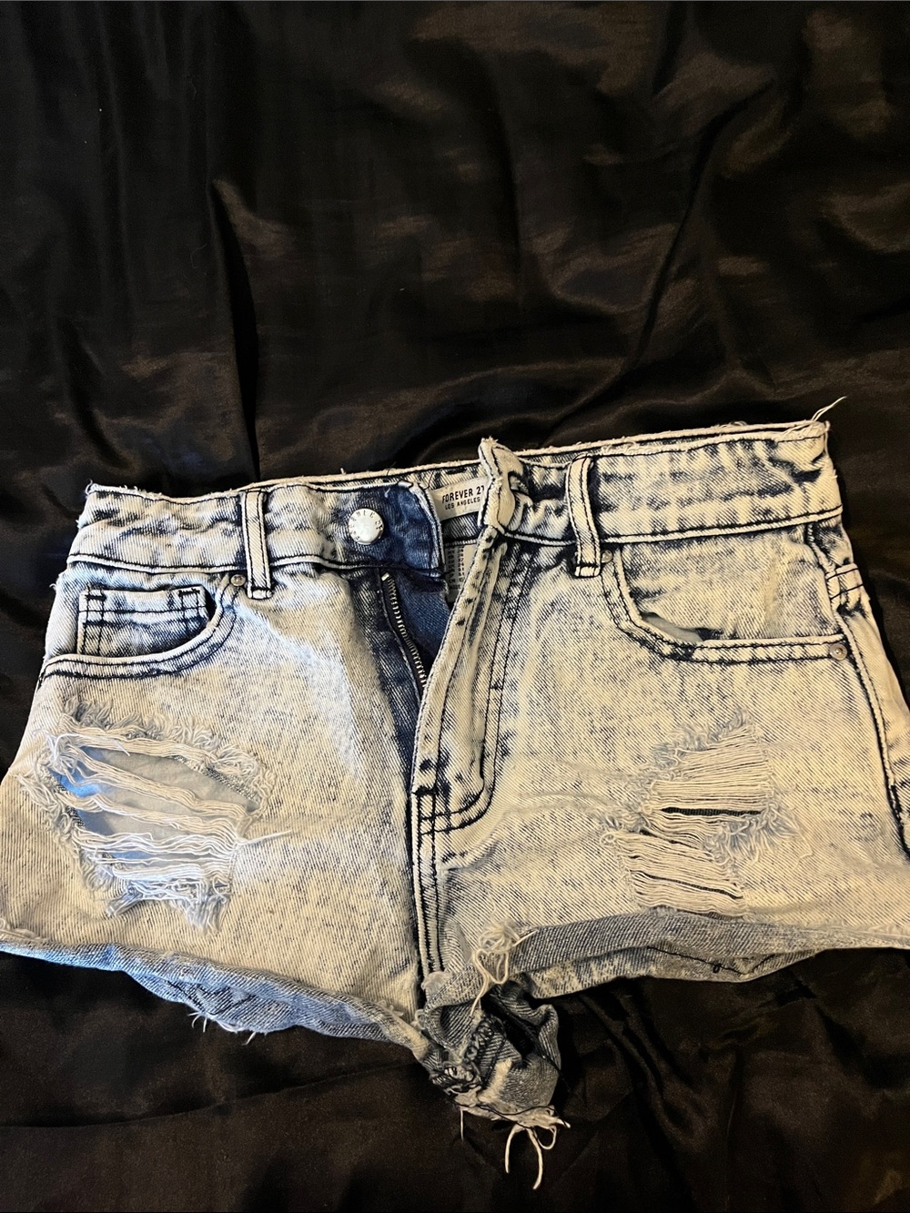 Forever 21 Light Blue Distressed Denim Shorts